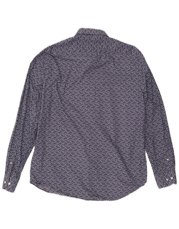 Tommy Hilfiger Mens Regular Fit Shirt Size 44 17 1/2 XL Navy Blue Floral
