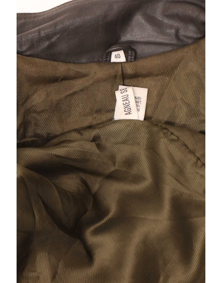 Vintage damski płaszcz skórzany oversize EU 40 w kolorze średniej szarości