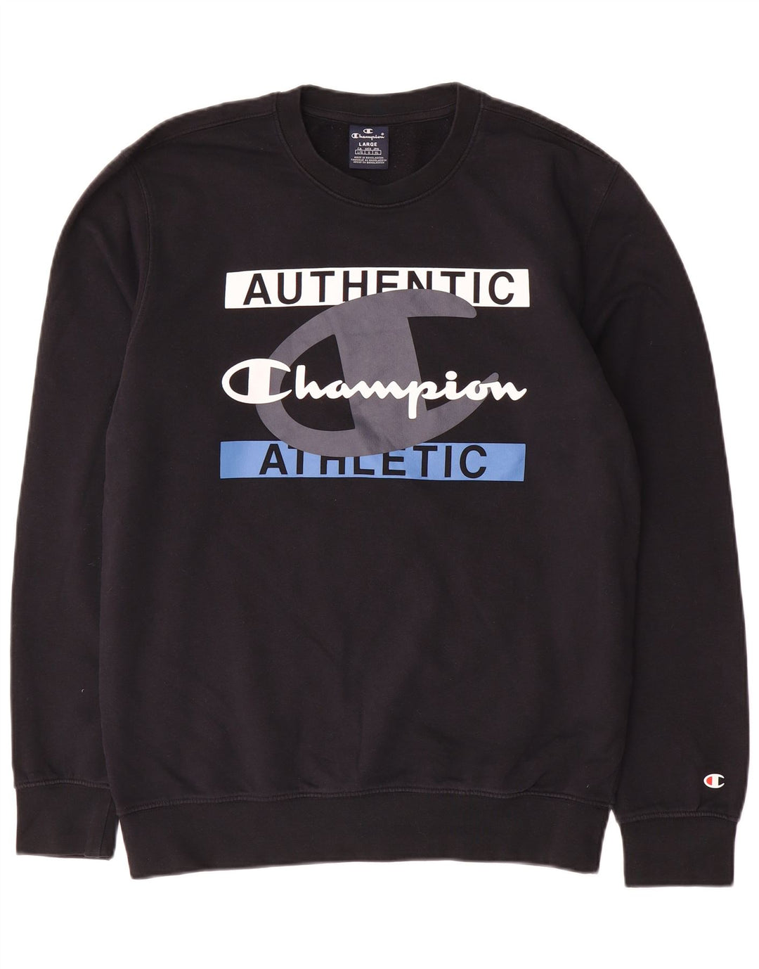 Męski sweter z grafiką Champion, duży, czarny, bawełniany