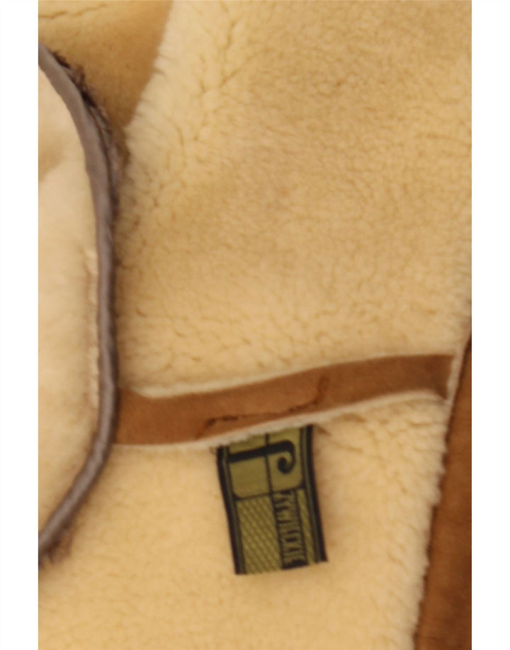 Vintage męska kurtka shearling z podwójnymi piersiami IT 56 3XL brązowa