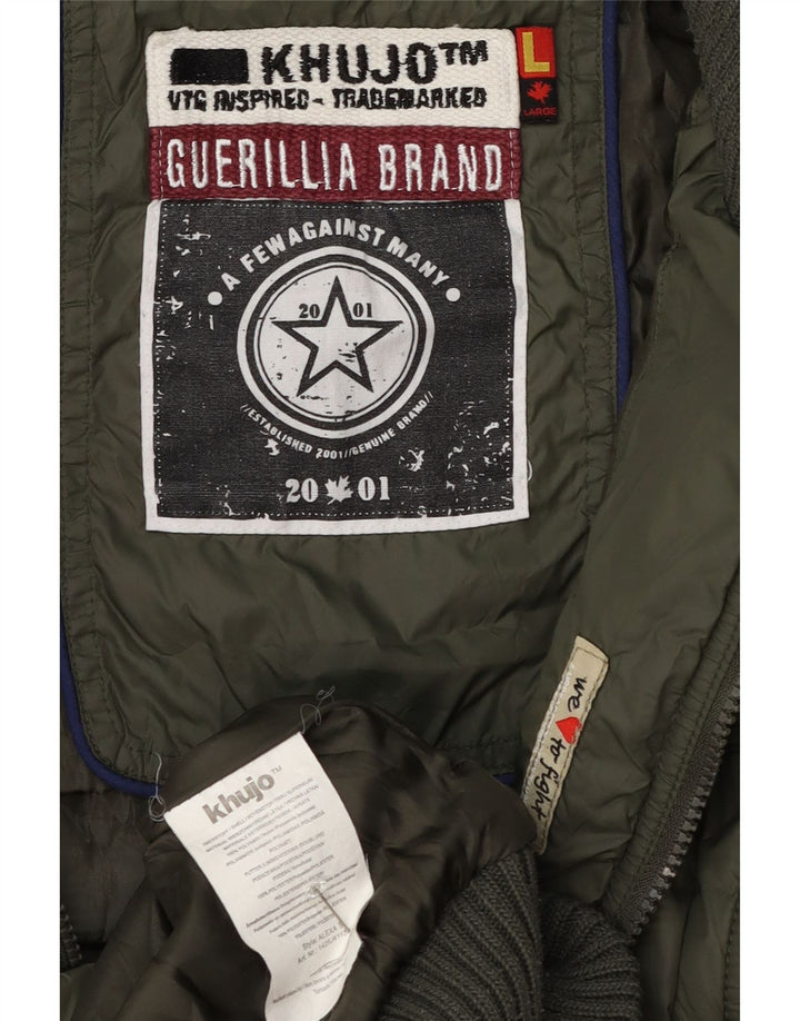 Damska ocieplana kurtka z kapturem KHUJO UK 14, duża, zielona, poliester