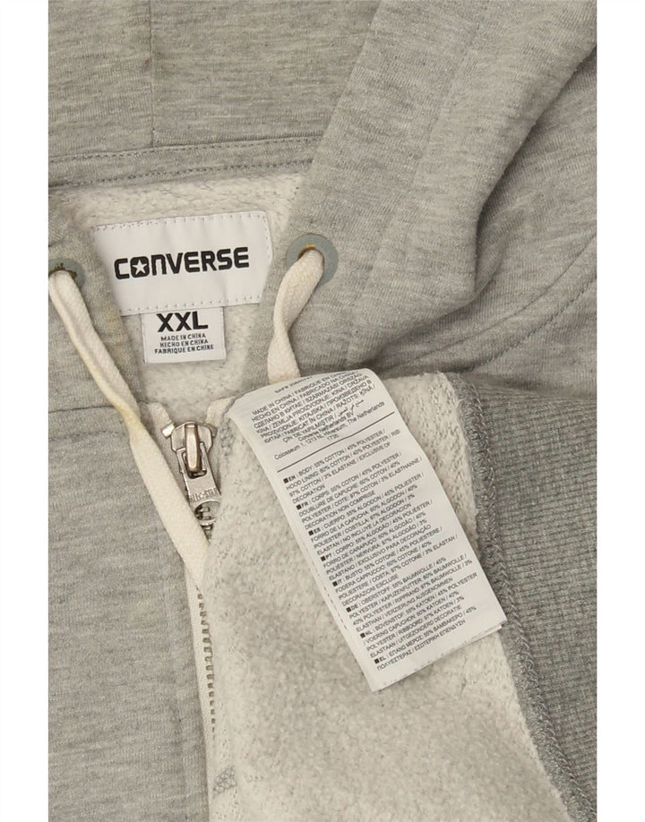 CONVERSE Męski sweter z kapturem i zamkiem, 2XL, szara bawełna
