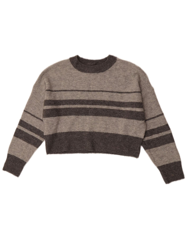 Damski sweter Topshop Petite Crop z okrągłym dekoltem UK 8 w małe szare paski