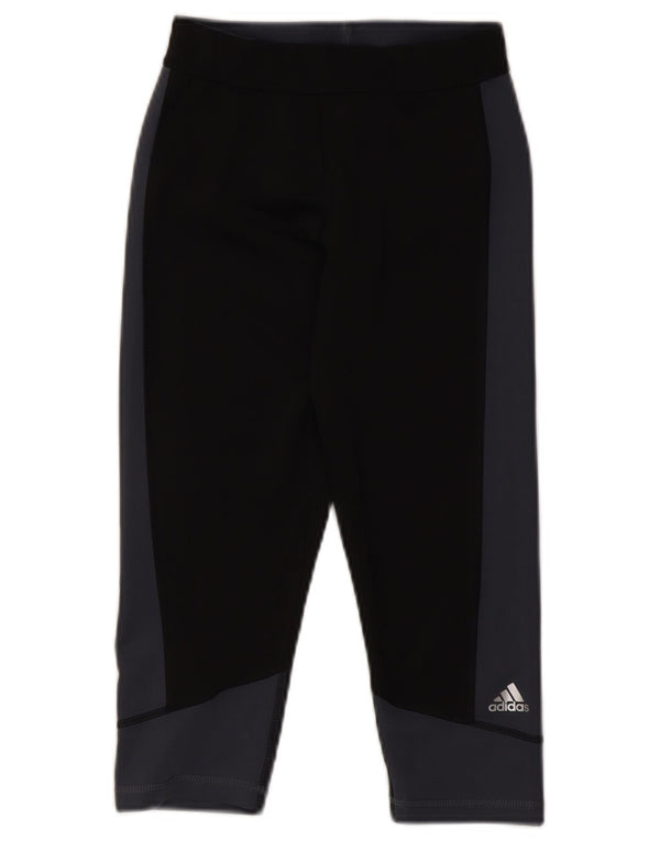 Damskie legginsy Adidas Capri UK 8/10 Mały czarny poliester z blokami kolorów