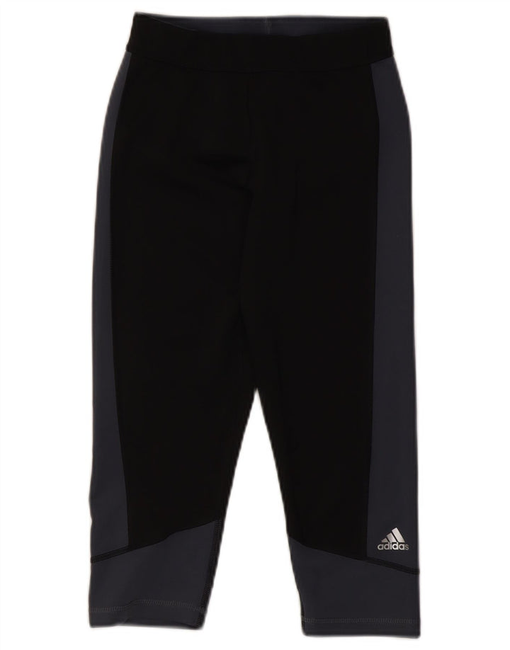 Damskie legginsy Adidas Capri UK 8/10 Mały czarny poliester z blokami kolorów