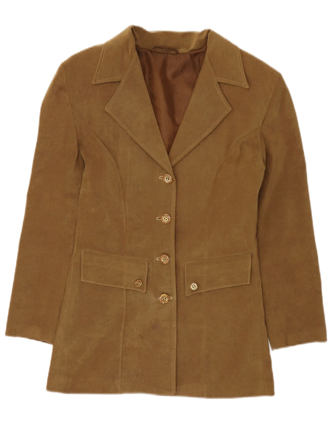 Vintage damska marynarka zapinana na 4 guziki UK 10 Small Khaki