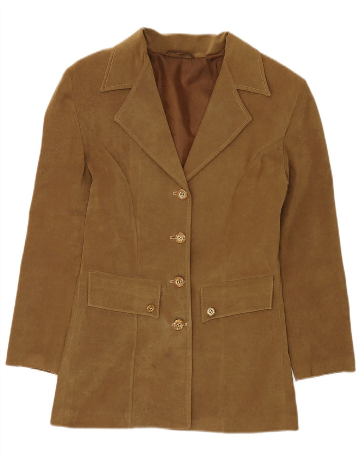 Vintage damska marynarka zapinana na 4 guziki UK 10 Small Khaki