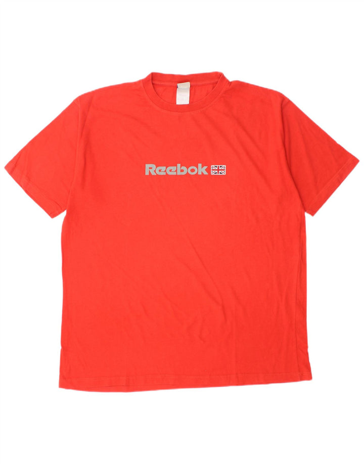 Męski T-shirt z grafiką REEBOK, duży, czerwony, bawełniany