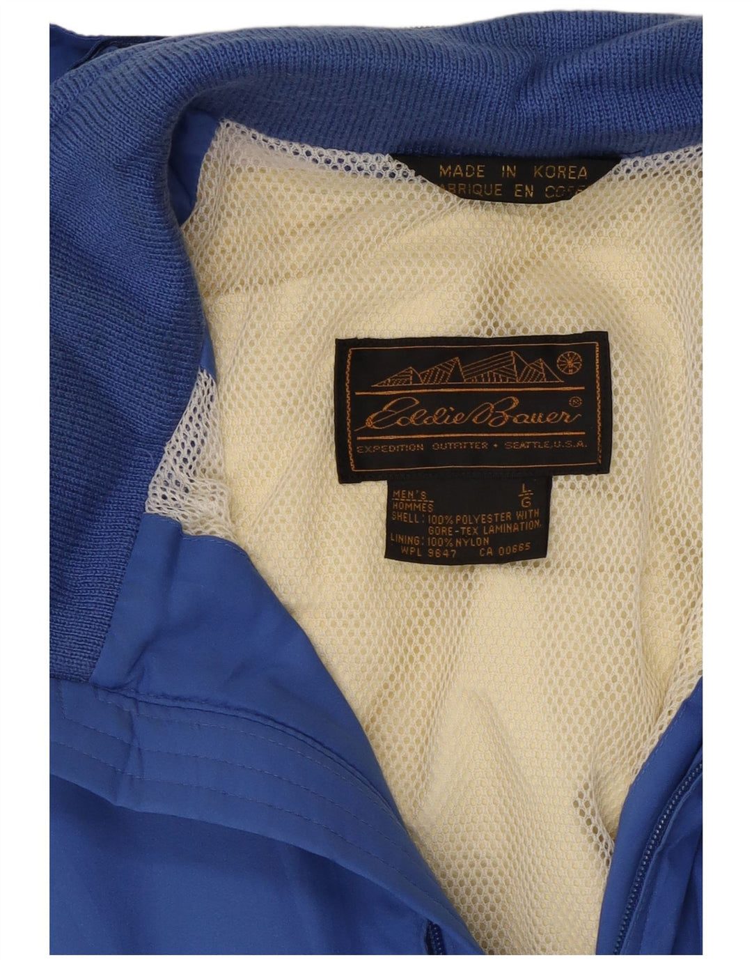Męska kurtka przeciwdeszczowa z kapturem Eddie Bauer UK 40, duży niebieski poliester