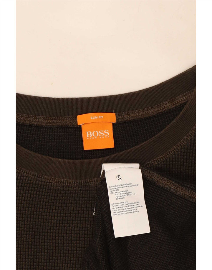 Męski top z długim rękawem Hugo Boss 3XL, brązowa bawełna