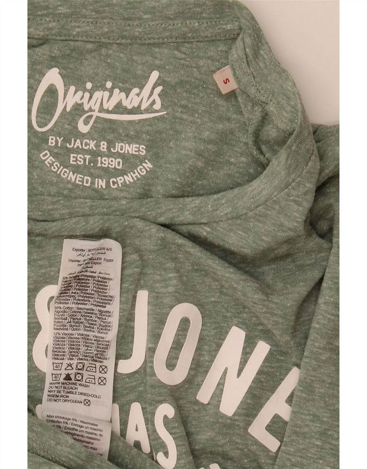 Męski T-shirt z grafiką Jack & Jones, mały, zielony, nakrapiany poliester