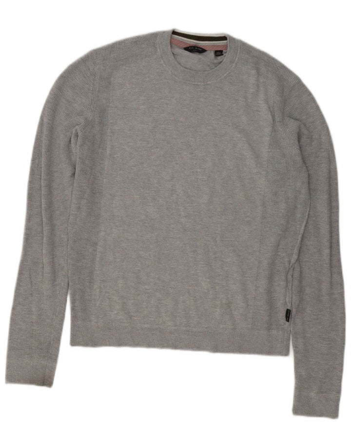 Męski sweter Ted Baker z okrągłym dekoltem, średnioszary, bawełniany