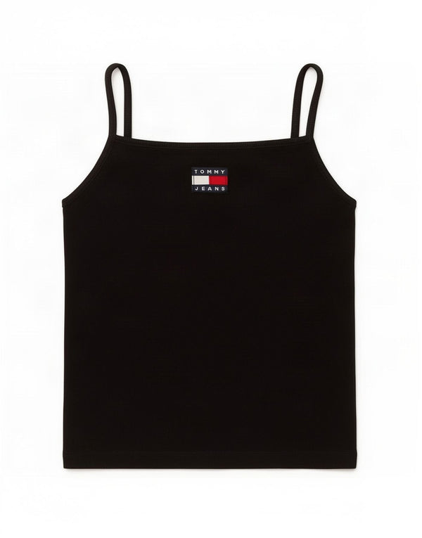 Top damski na ramiączkach Tommy Hilfiger UK 10, mały, czarny, bawełniany