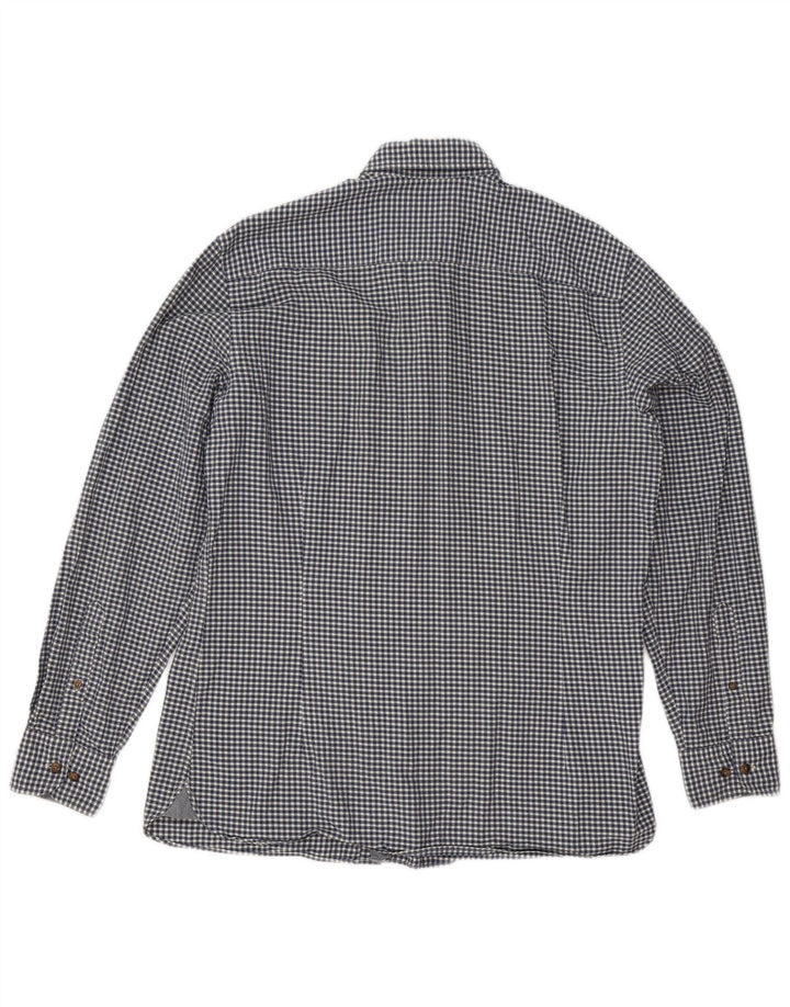 Koszula męska Hackett Slim Fit, duża, granatowa, bawełniana w kratkę