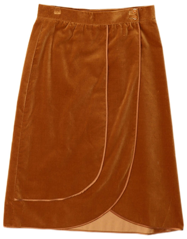 Vintage damska aksamitna spódnica kopertowa z wysokim stanem IT 44 Medium W28 Brown