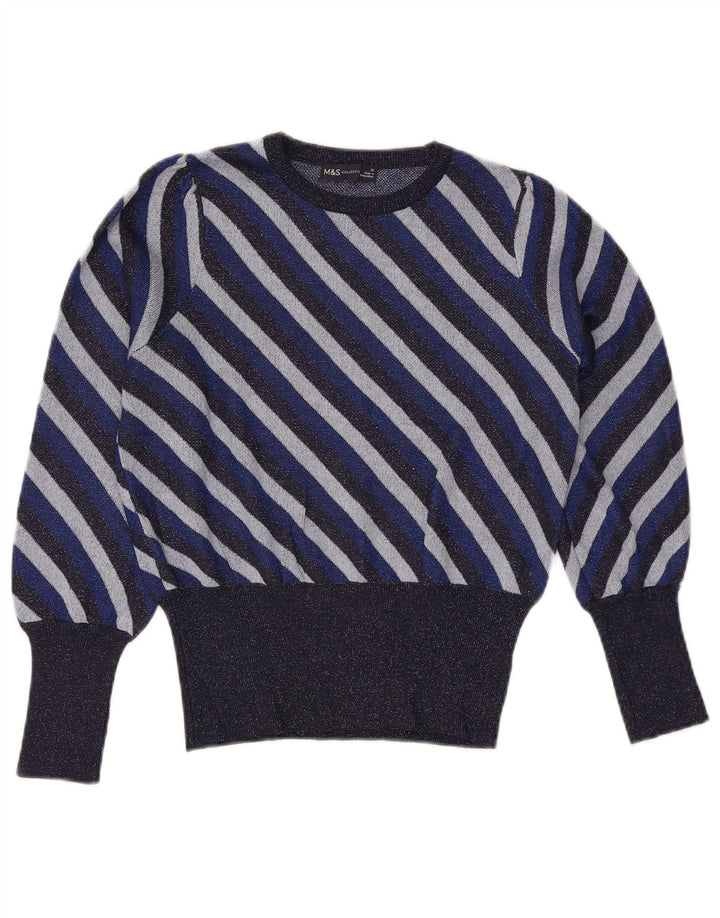 Marks & Spencer Damski sweter z dekoltem w łódkę, UK 12, średni granatowy
