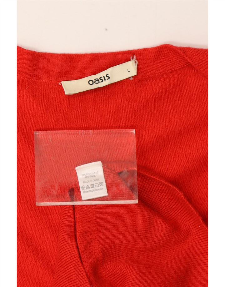 Damski sweter o przedłużonym kroju OASIS UK 14, duży, czerwony poliamid