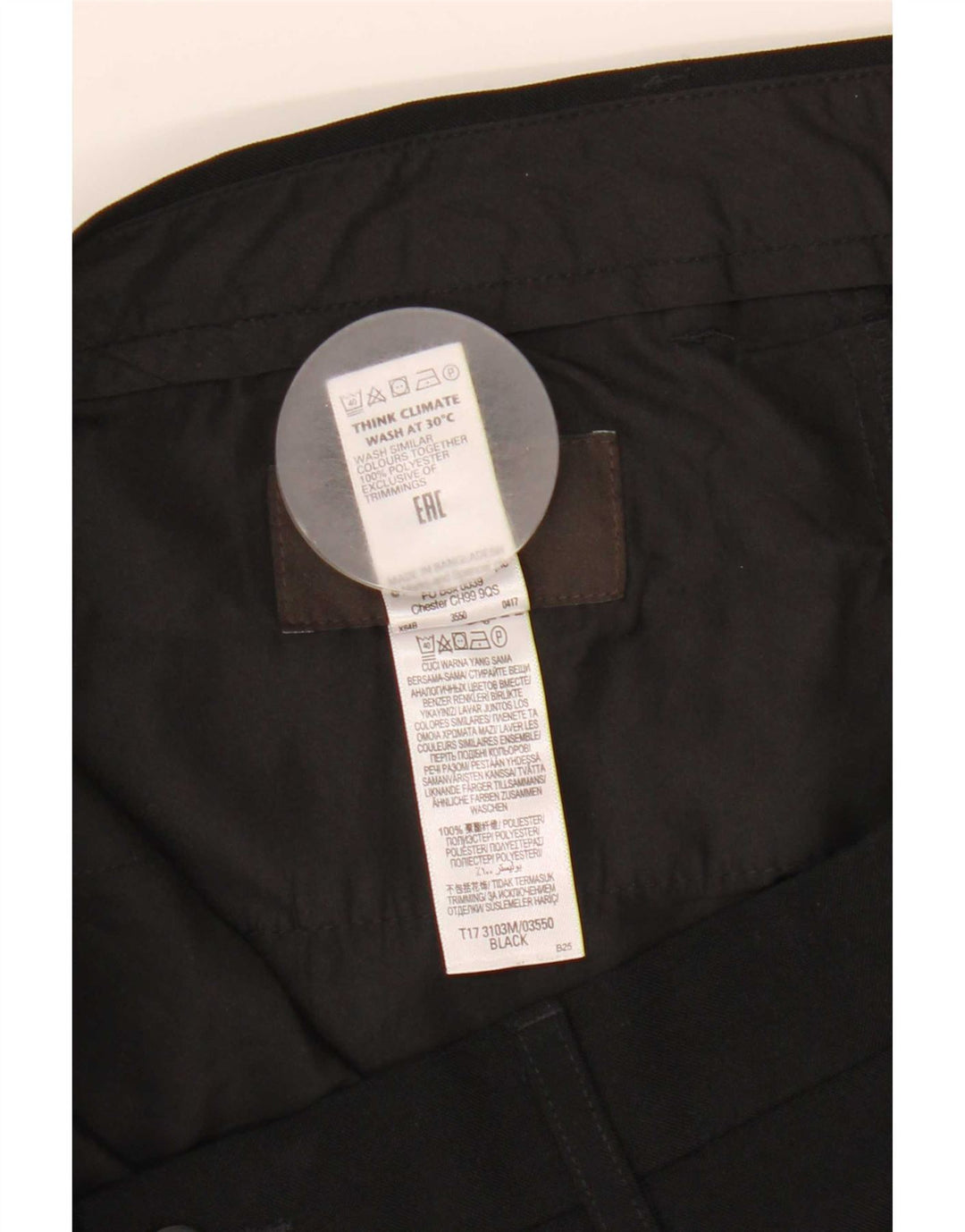 Męskie spodnie chino o dopasowanym kroju Marks & Spencer W34 L31 Czarny poliester