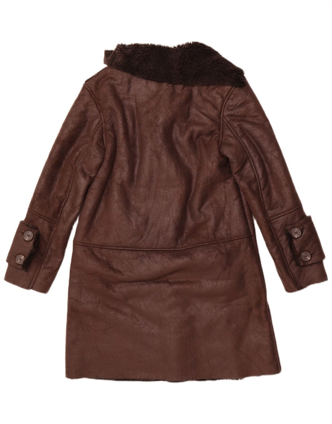 STRADIVARIUS Damski płaszcz oversize Sherpa UK 6 XS, brązowy poliester