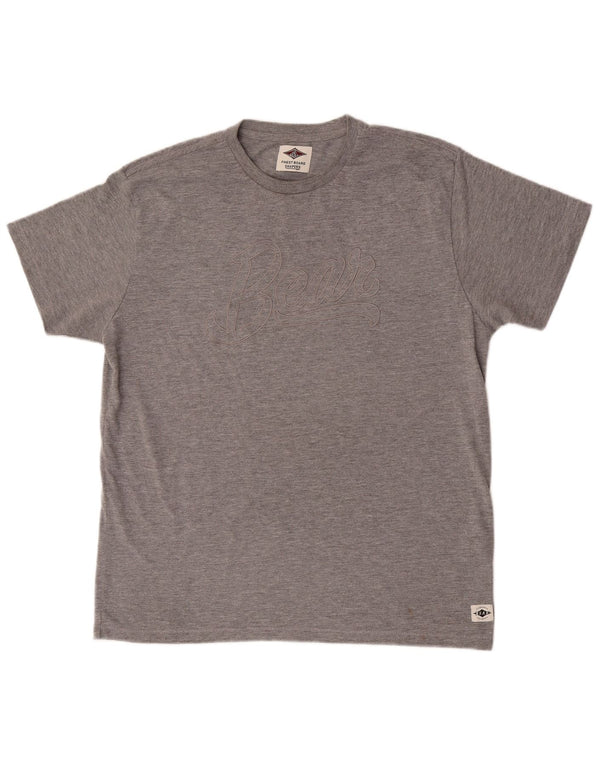Męski T-shirt z grafiką Bear, top XL, szary, nakrapiany poliester
