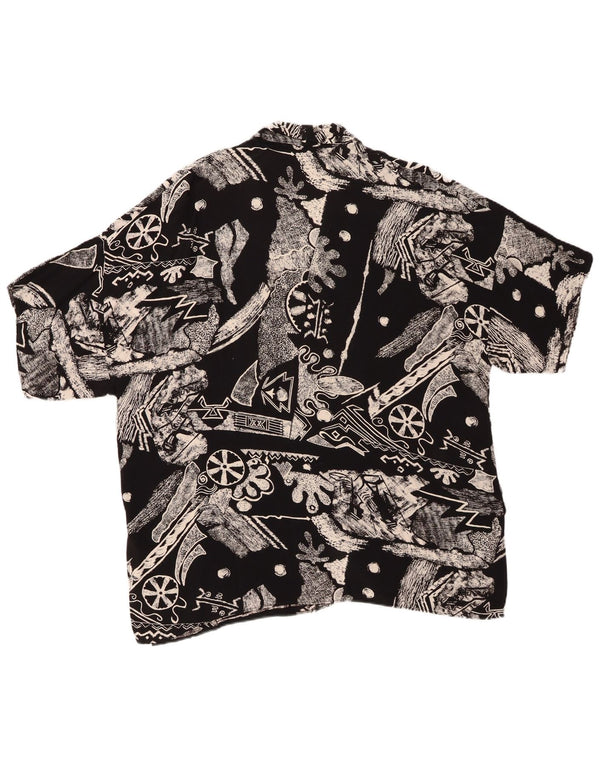 Damska koszula oversize z krótkim rękawem VINTAGE IT 46, duża, czarna, geometryczna