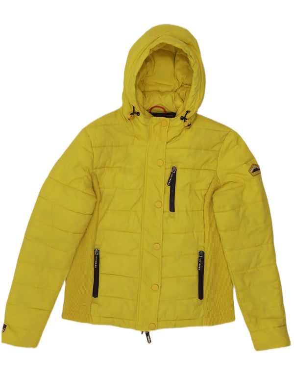 Damska wyściełana kurtka z kapturem Superdry UK 18 XL, żółty nylon
