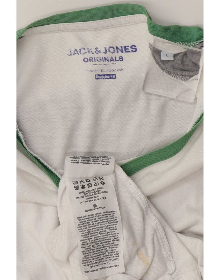 Męski top o regularnym kroju Jack & Jones z długim rękawem i dużym białym blokiem kolorów