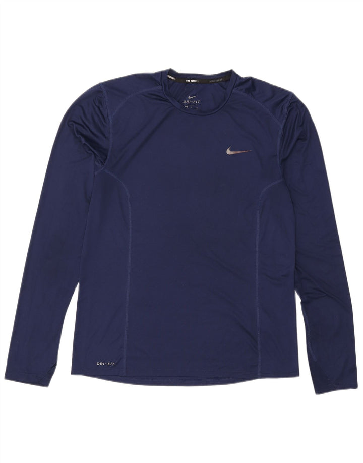 Męska koszulka Nike Dri Fit z długim rękawem, średni granatowy poliester