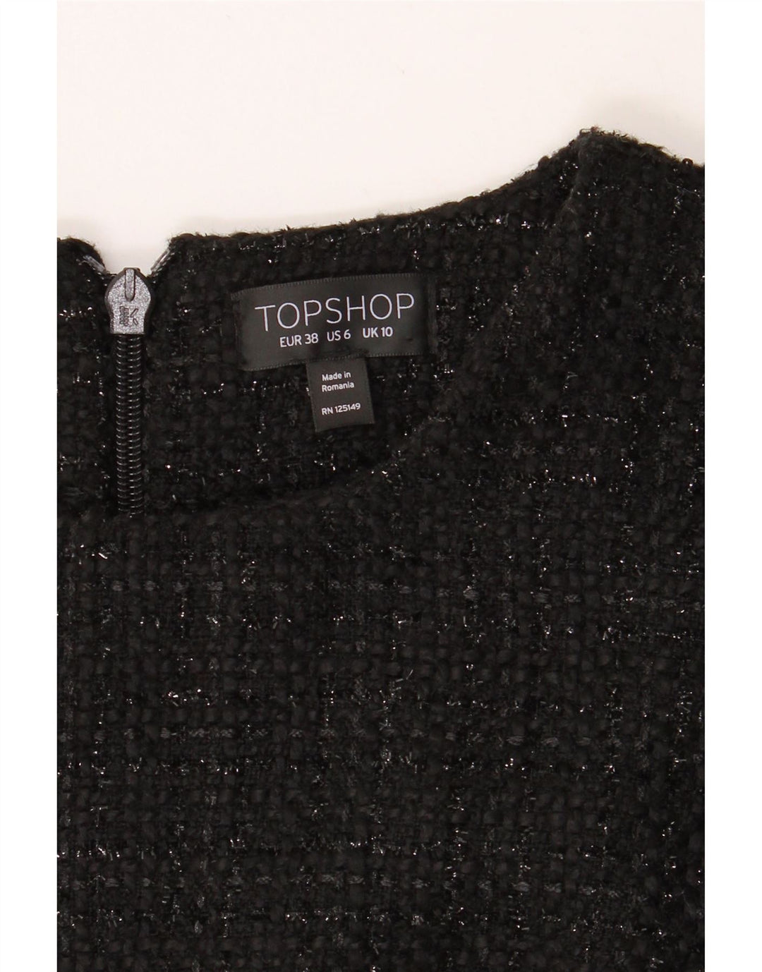 TOPSHOP Womens Sheath Dress UK 10 Small  Black Polyester Vintage Topshop and Second-Hand Topshop from Messina Hembry 