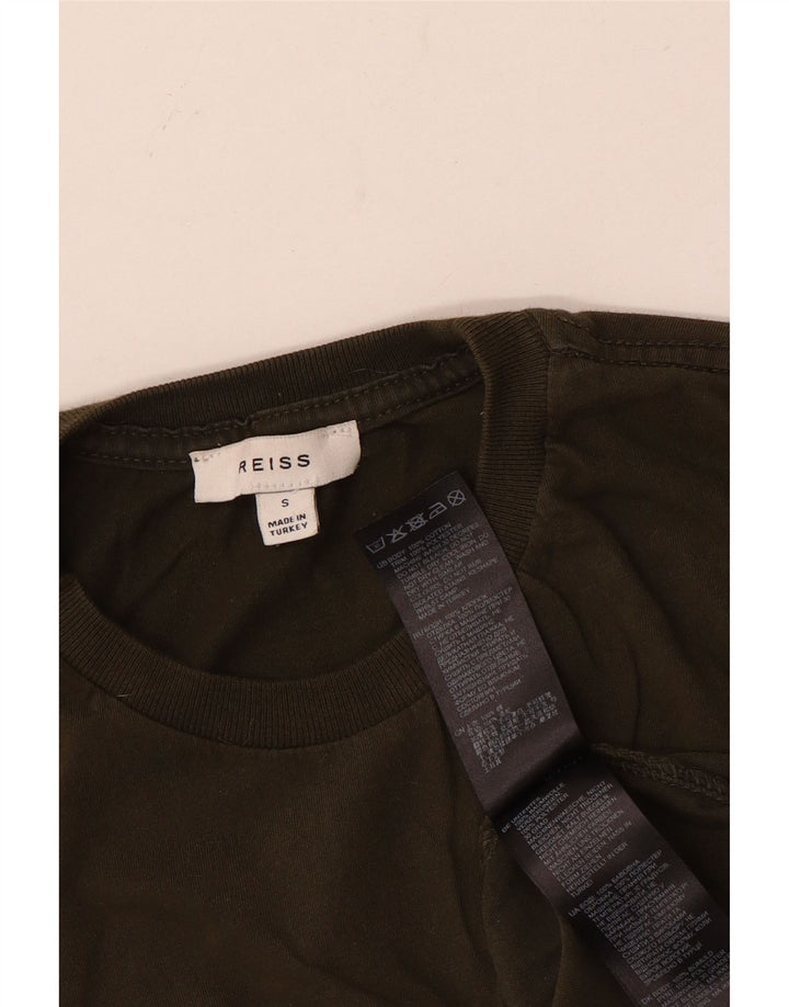 T-shirt męski REISS, mały, bawełniany khaki