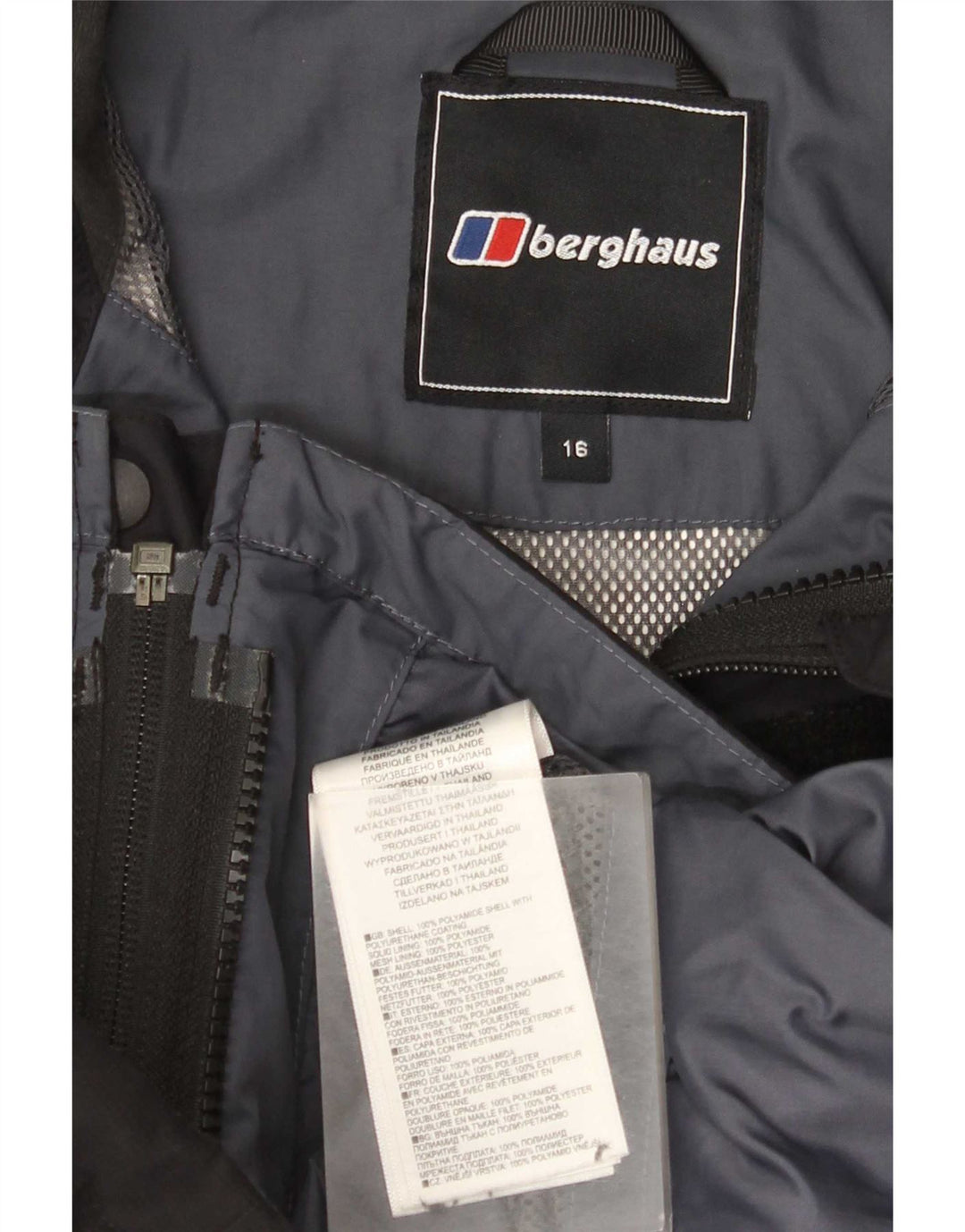 Damska kurtka przeciwdeszczowa z kapturem Berghaus UK 16, duża, czarna, poliamidowa