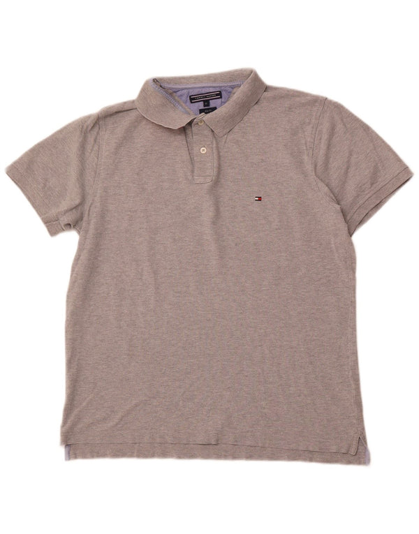 Męska koszulka polo slim fit TOMMY HILFIGER XL, szara bawełna