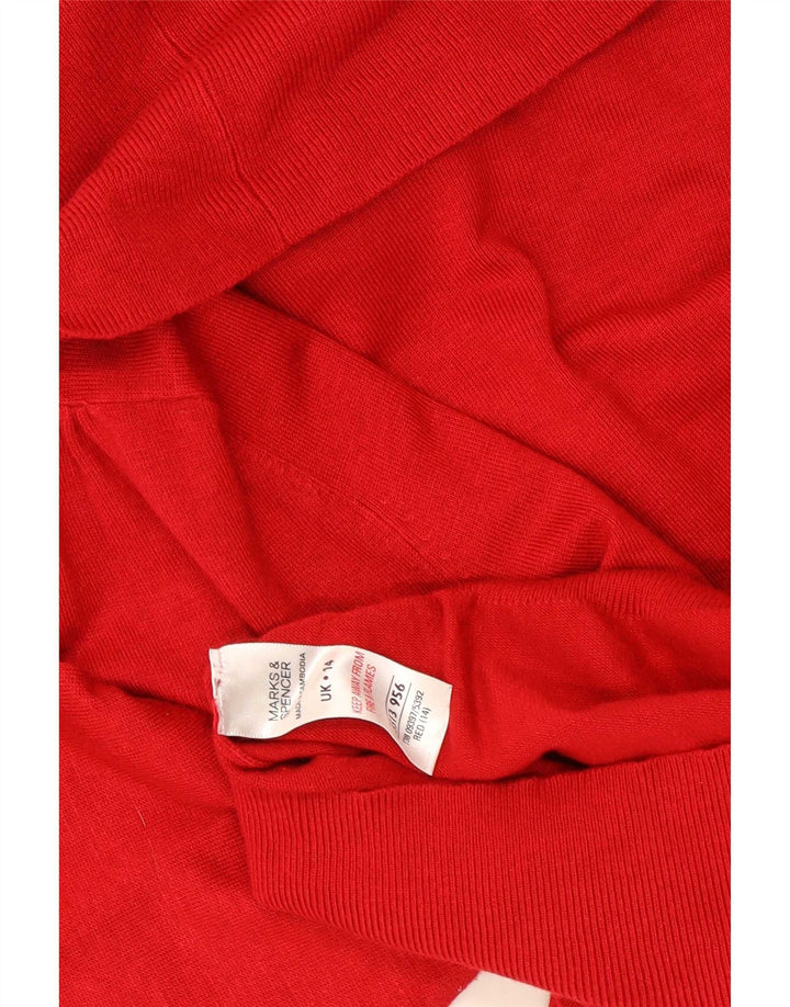 Marks & Spencer Damski sweter z golfem UK 14, średni czerwony, wiskoza