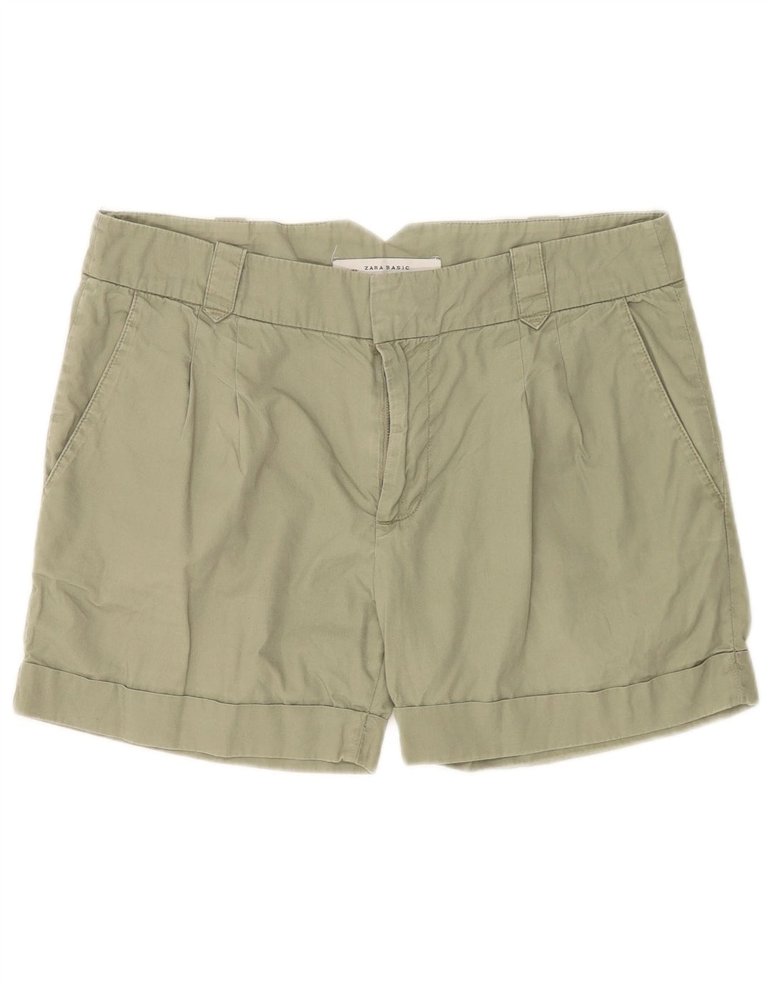 Damskie szorty Chino Zara, średnie W28, zielone, bawełniane