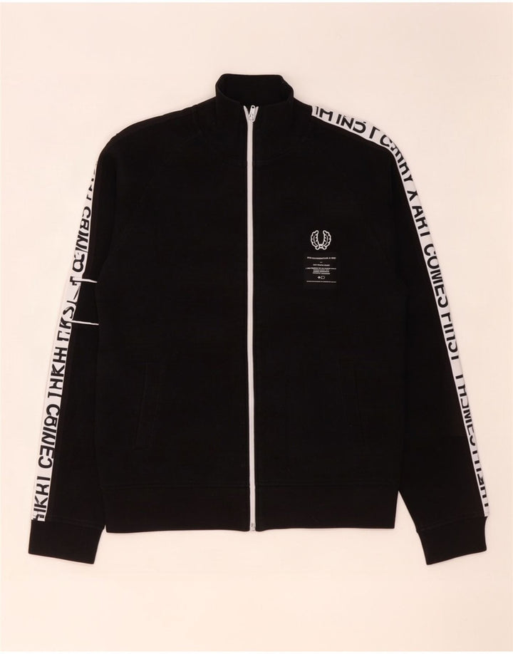 Męska kurtka dresowa Fred Perry z grafiką, mała, czarna, bawełniana w bloki kolorów