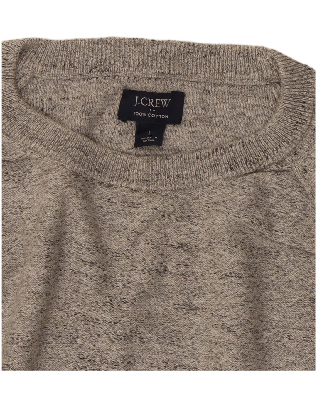 Męski sweter J. Crew z okrągłym dekoltem, duży, szary, z bawełny w plamki