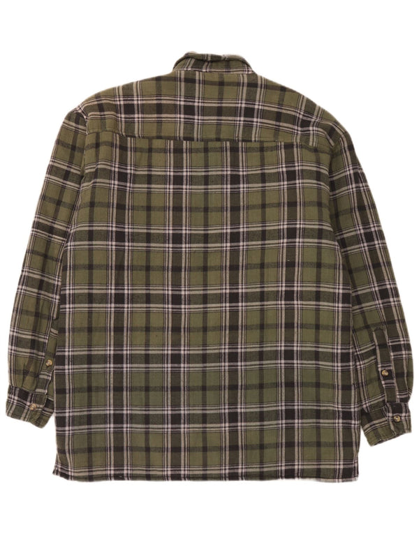 Koszula flanelowa męska drwal w stylu vintage, bawełniana w średnią zieloną kratkę