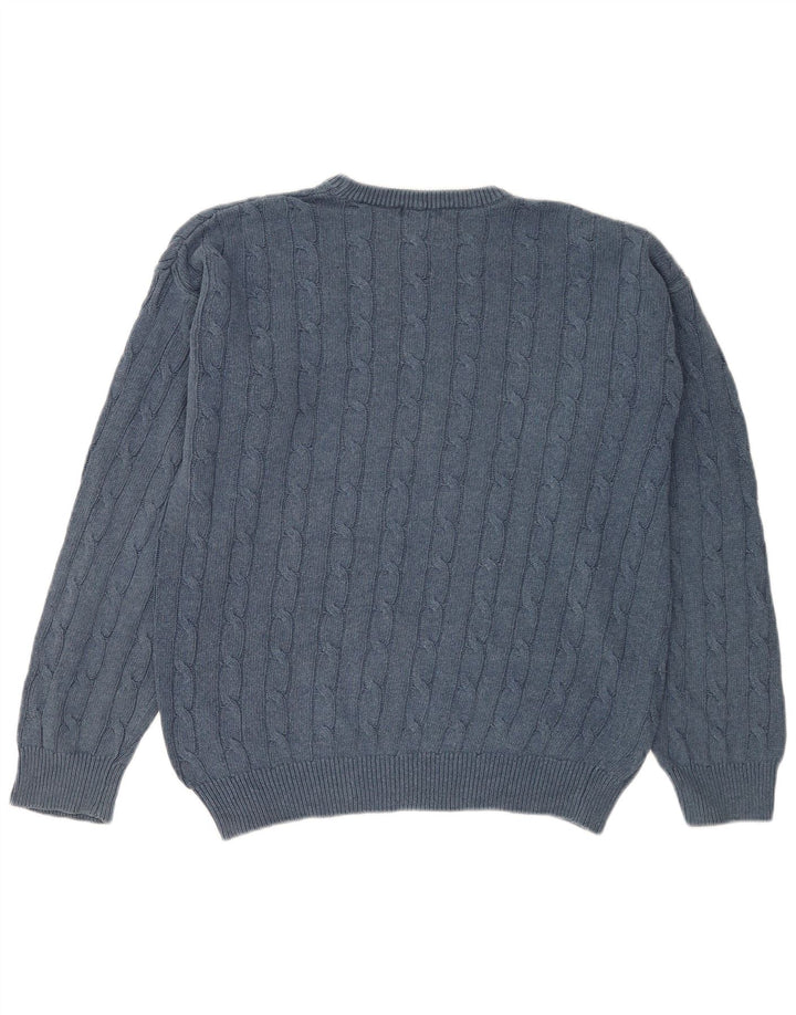 Męski sweter z wycięciem pod szyją Gant, duży, niebieski, bawełniany