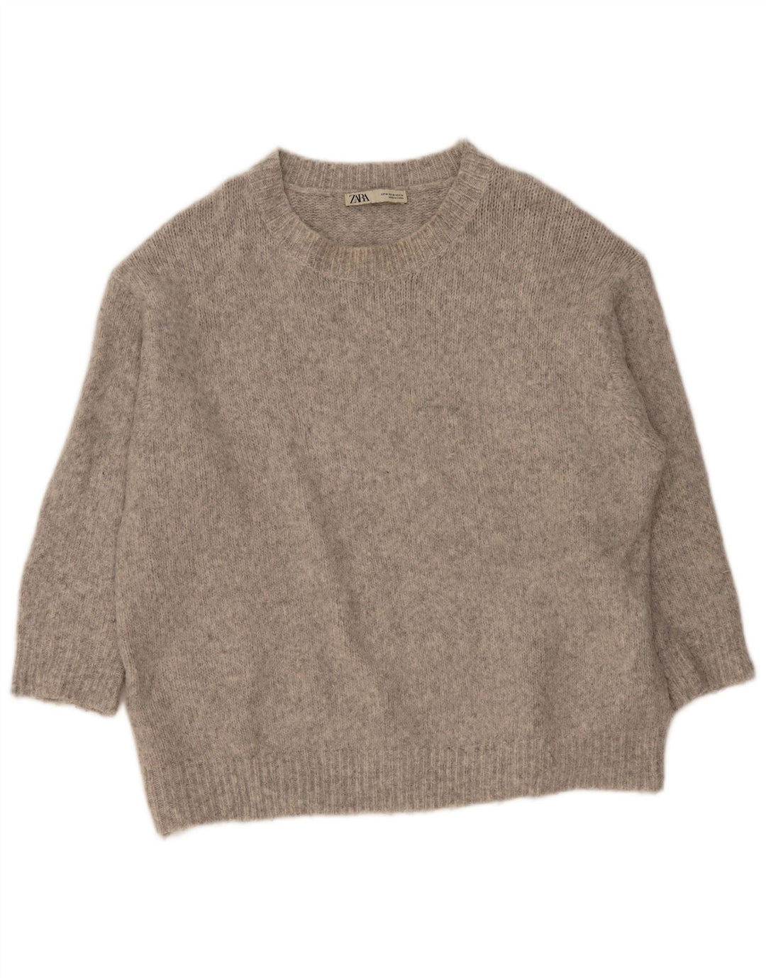 Damski sweter oversize Zara z dekoltem w łódkę UK 14 Średni szary akryl