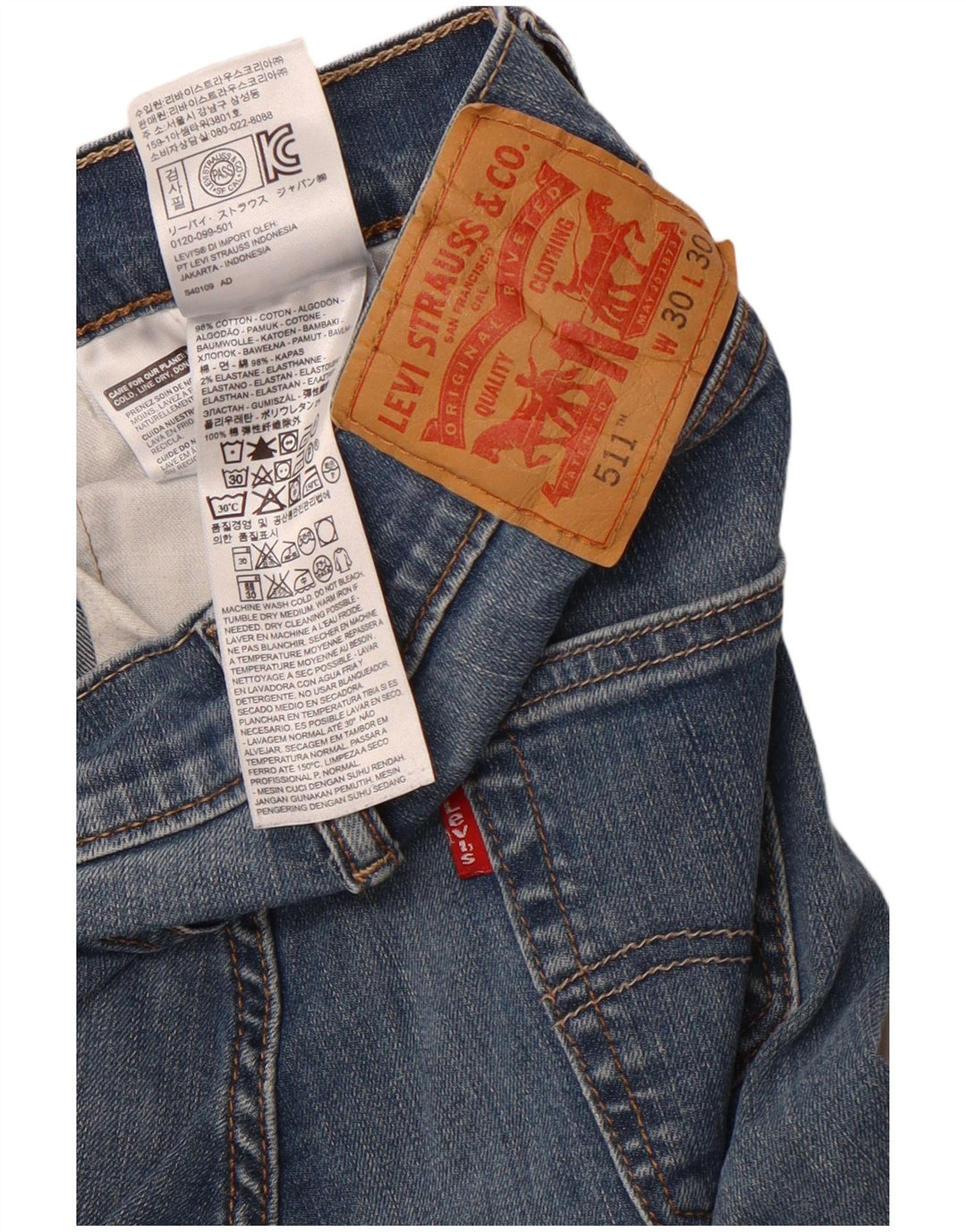 Męskie jeansy Levi's 511 Slim W30 L30 Niebieska bawełna