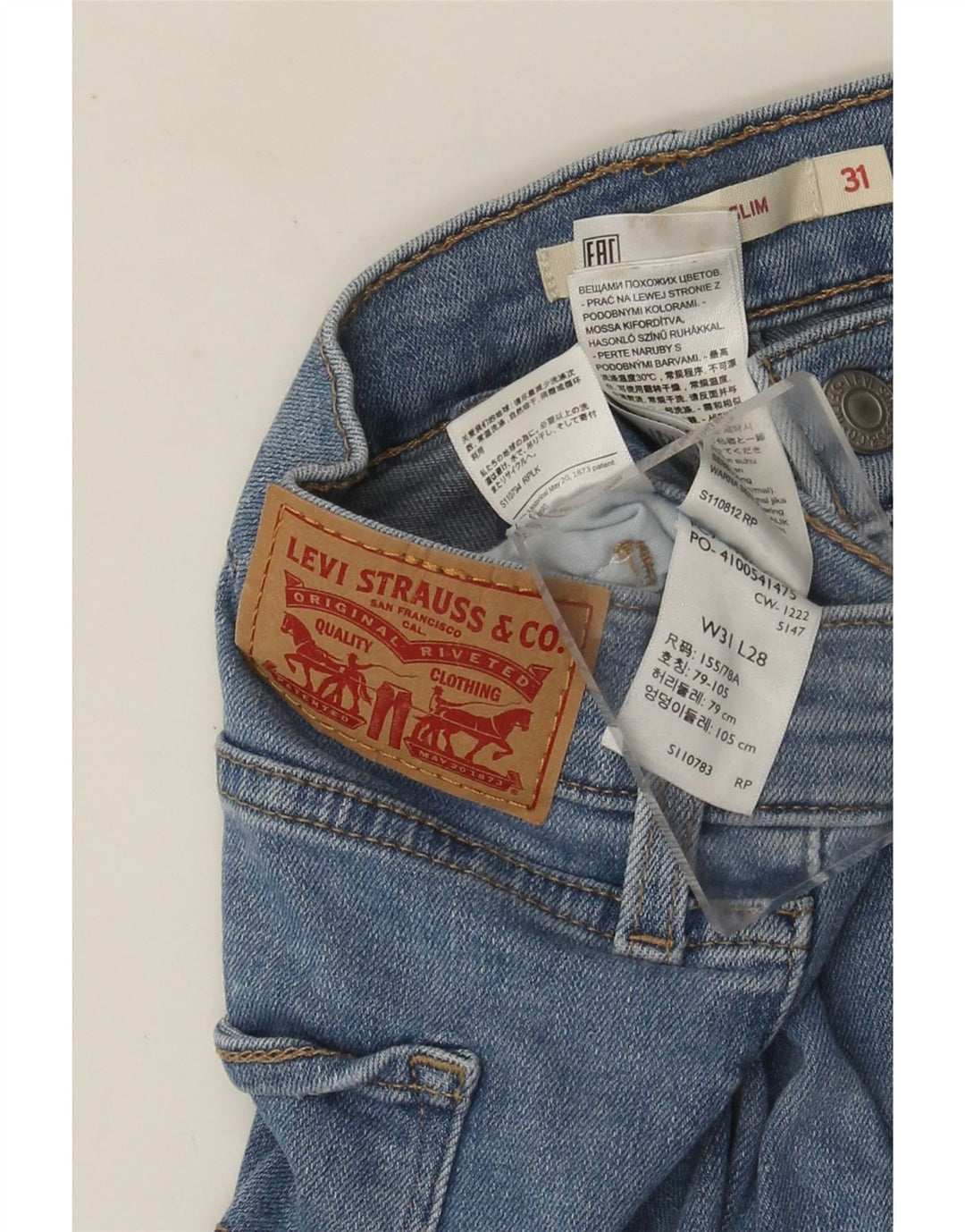 Damskie jeansy Levi's 312 Shaping W31 L28 Niebieska bawełna