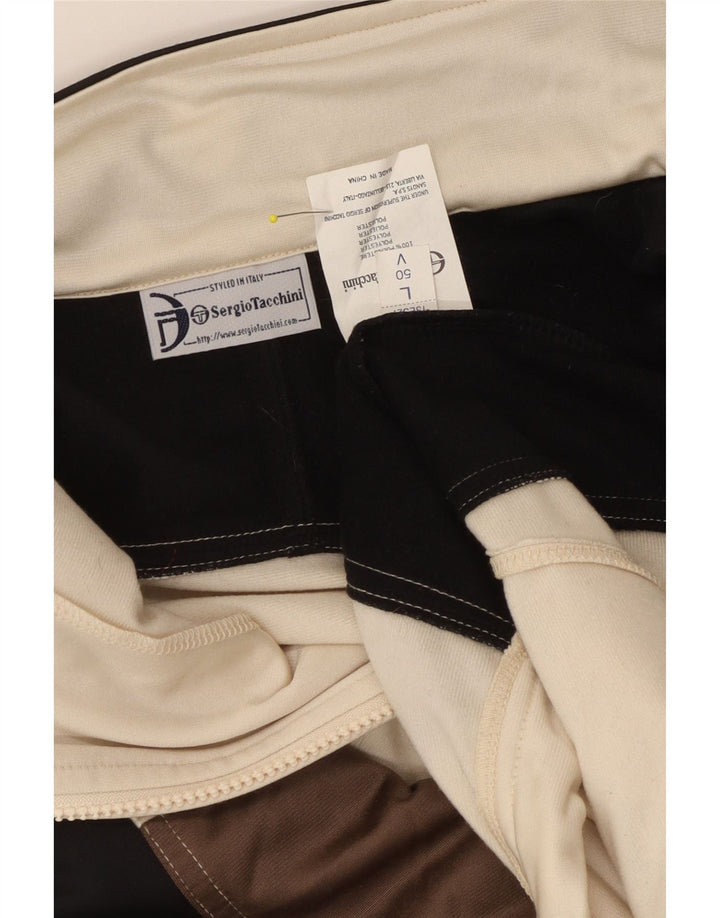 Męska kurtka dresowa Sergio Tacchini, duża, biała, poliestrowa z blokami kolorów