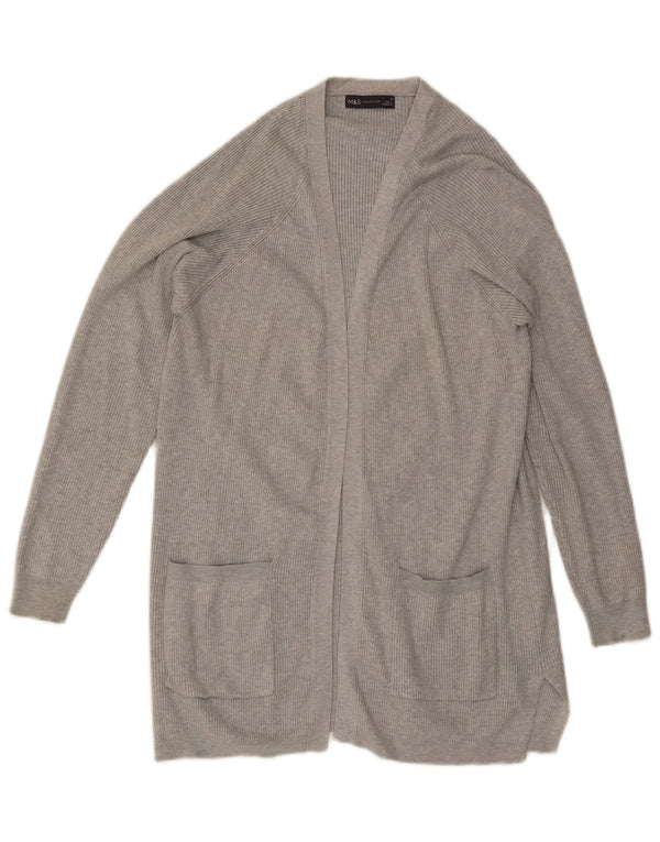 Marks & Spencer Damski sweter rozpinany o długim kroju, UK 14, średni szary