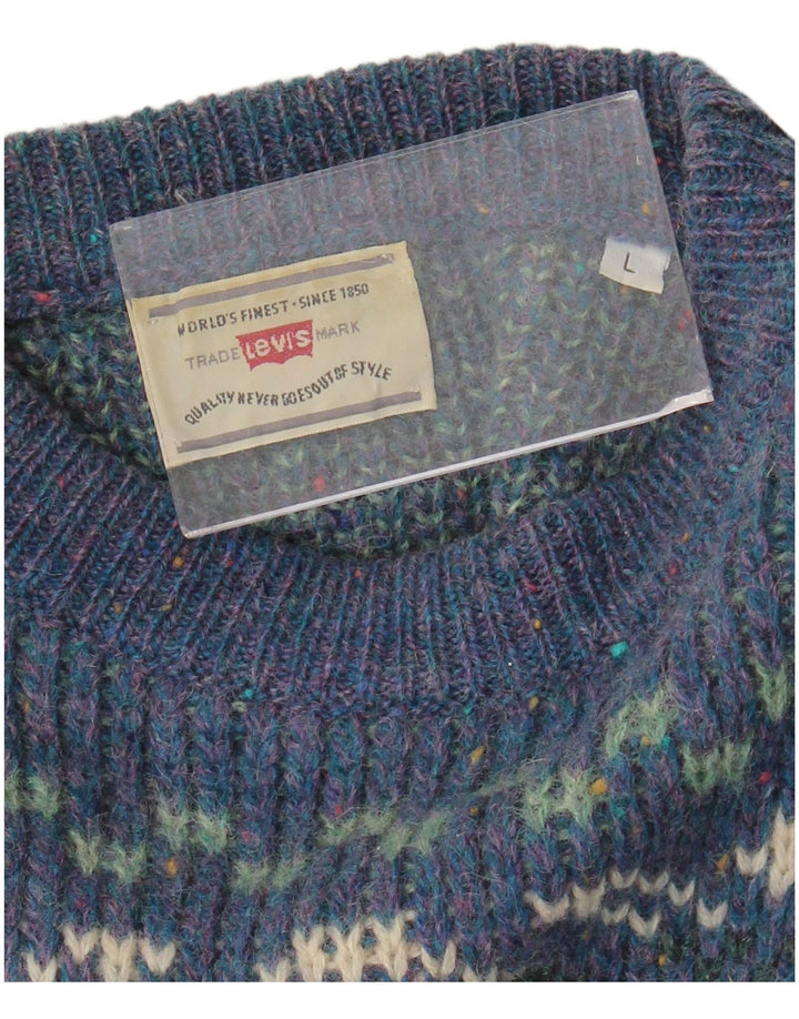 Damski sweter Levi's z dekoltem w łódkę UK 16, duży niebieski Fair Isle