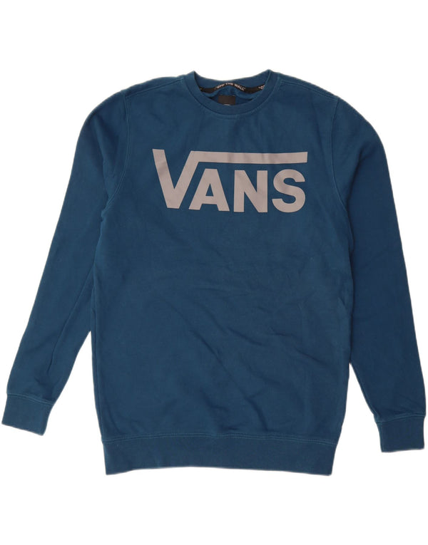 Męski sweter z grafiką VANS, mały, niebieski, bawełniany
