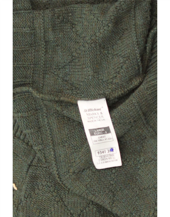 Marks & Spencer Męski sweter St. Michael Cardigan, duży, zielony