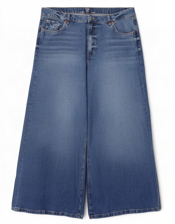 Marks & Spencer Damskie Dżinsy Z Szerokimi Nogawkami UK 20 2XL W42 L30 Niebieskie