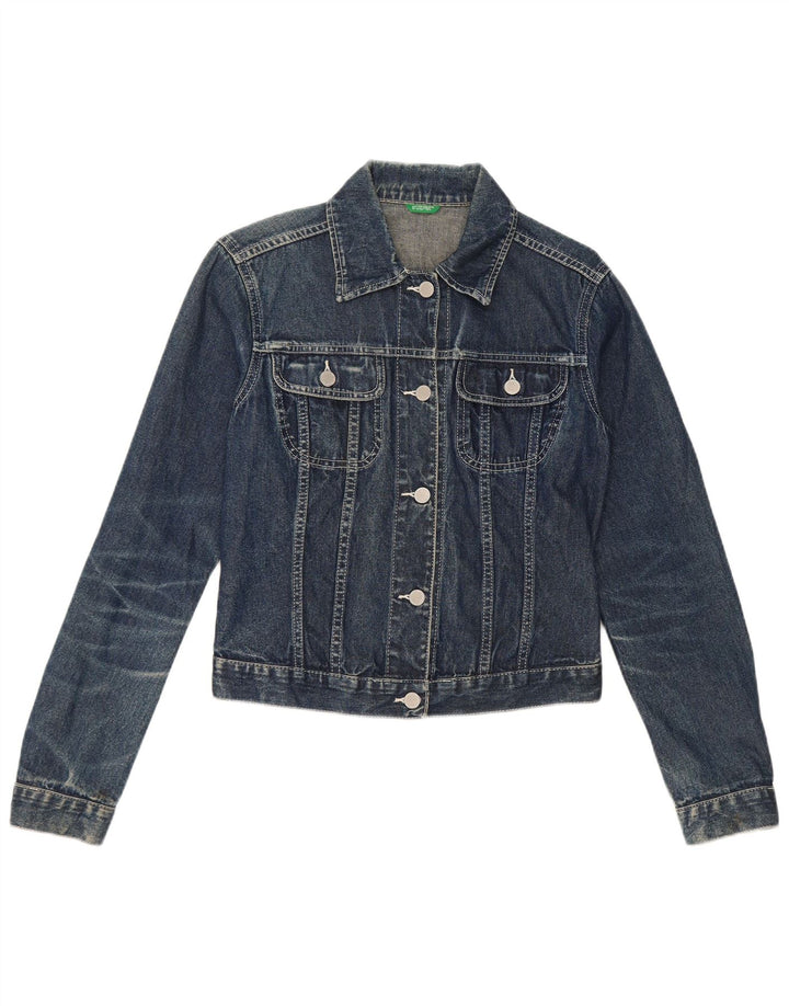 Damska kurtka jeansowa Benetton Crop UK 10, mała, niebieska bawełna