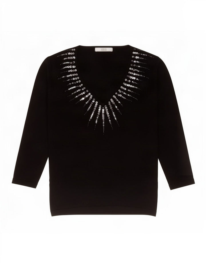 Marks & Spencer Damski top z rękawem 3/4 UK 10 Small, czarna wiskoza