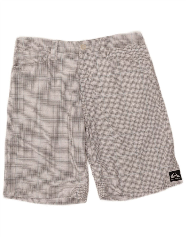 Męskie spodenki cargo Quiksilver W32, duże, białe, poliestrowe w kratę